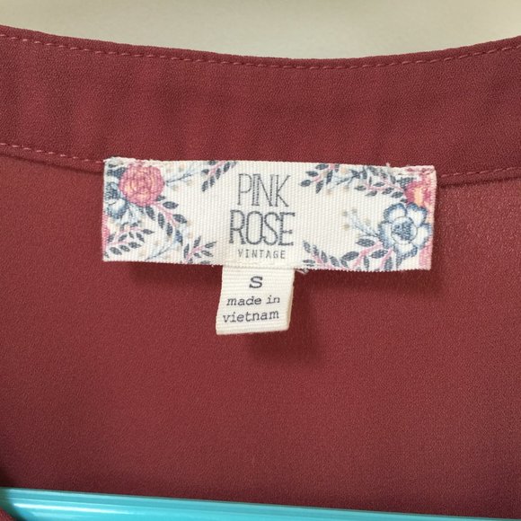 Pink Rose button down short sleeved tie waist blouse - Picture 2 of 4